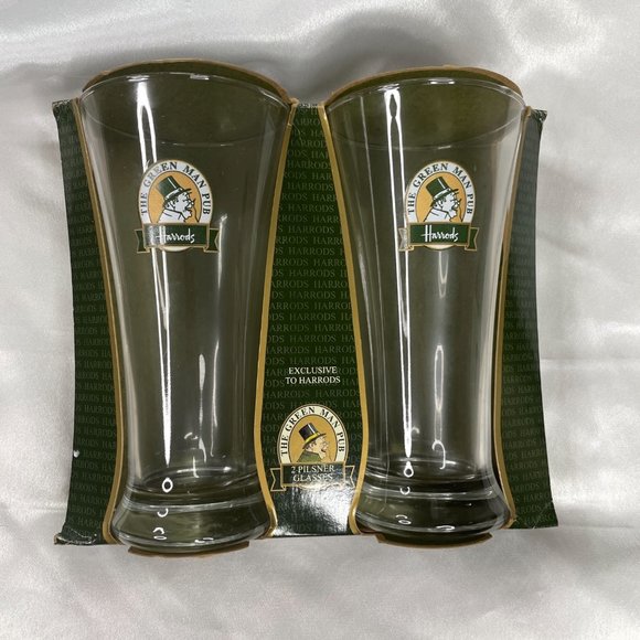 Two Harrords Green Man Pub Pint Glasses Beer